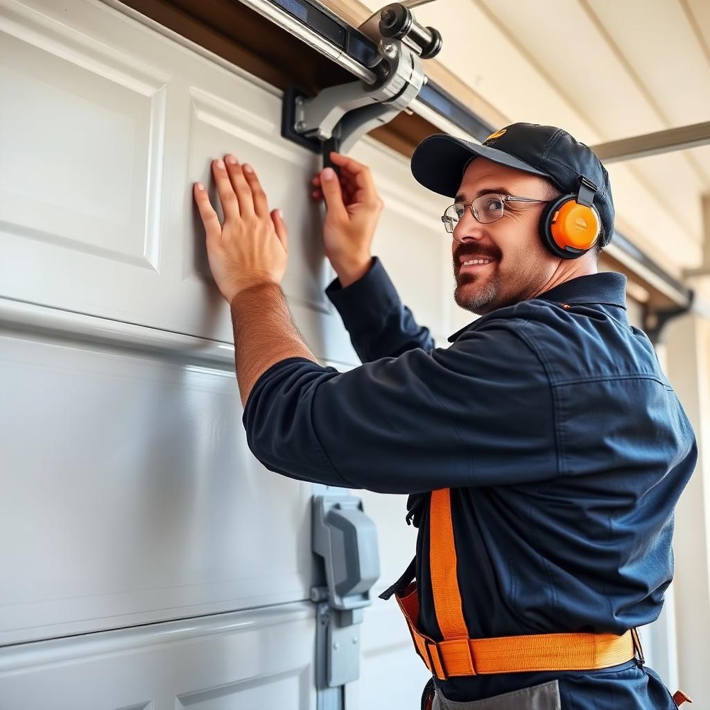 Professional Garage Door Manor technician installing a new garage door panel